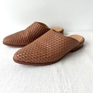 Nisolo Ama Woven Mule Brandy Leather Slip On Flats Women 7 Almond Classic